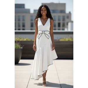 Badgley Mischka  High-Low AsymmetricalGown with embroidered‎ Trimming Scuba 8